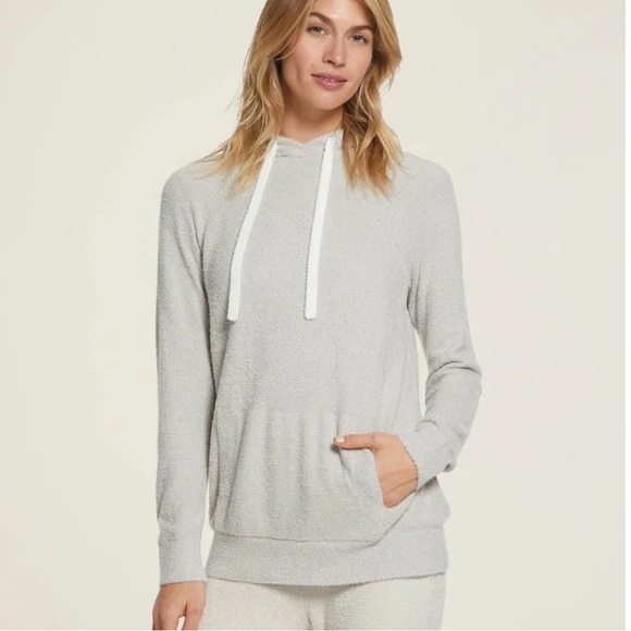 BAREFOOT DREAMS COZYCHIC HOODIE TAUPE KANGAROO POCKET LUXURIOUS KNIT SIZE SMALL - Picture 1 of 13